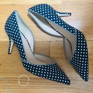 Navy polka dot J Crew pumps size 9.5